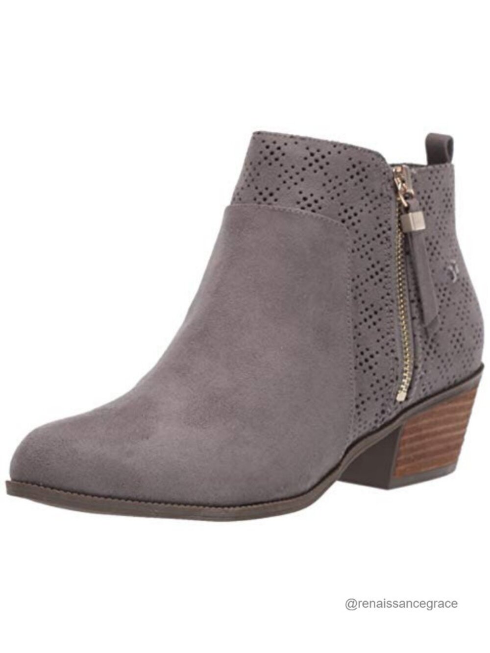 Women's Microfiber Ankle Bootie Block Heel Comfort Zip